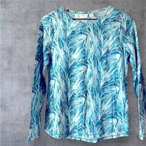 🎈Chico’s Aqua Tie Dye Style Top Long Sleeves Top